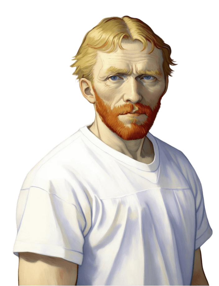 Picture of me (Vincent Van Gogh) wearing a white t-shirt